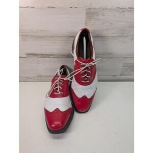 Vintage FootJoy Golf Shoes Mens 11 Medium Wingtip Saddle Leather Softspikes
